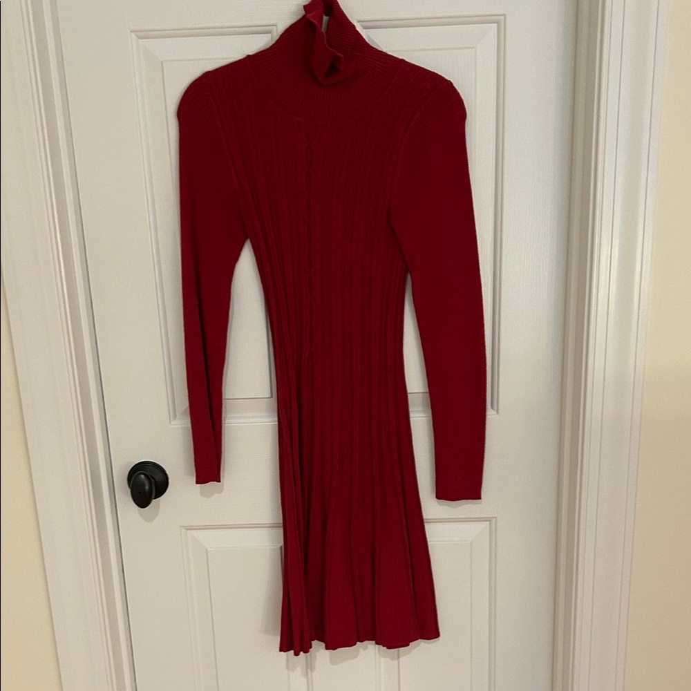 Max Studio Vibrant Red Long Sleeve Dress
